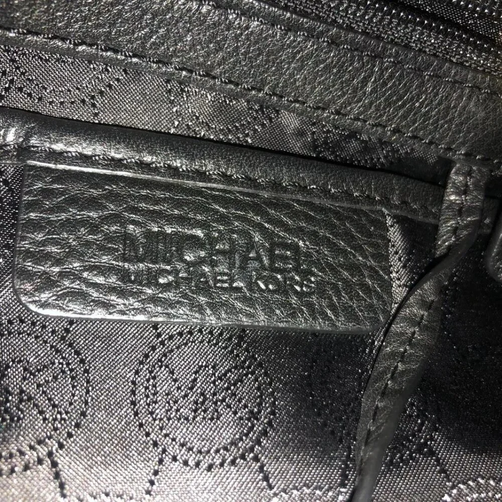 Michael Kors Handbag Leather Shoulderbag Black Purse Satchel With Gold Chain